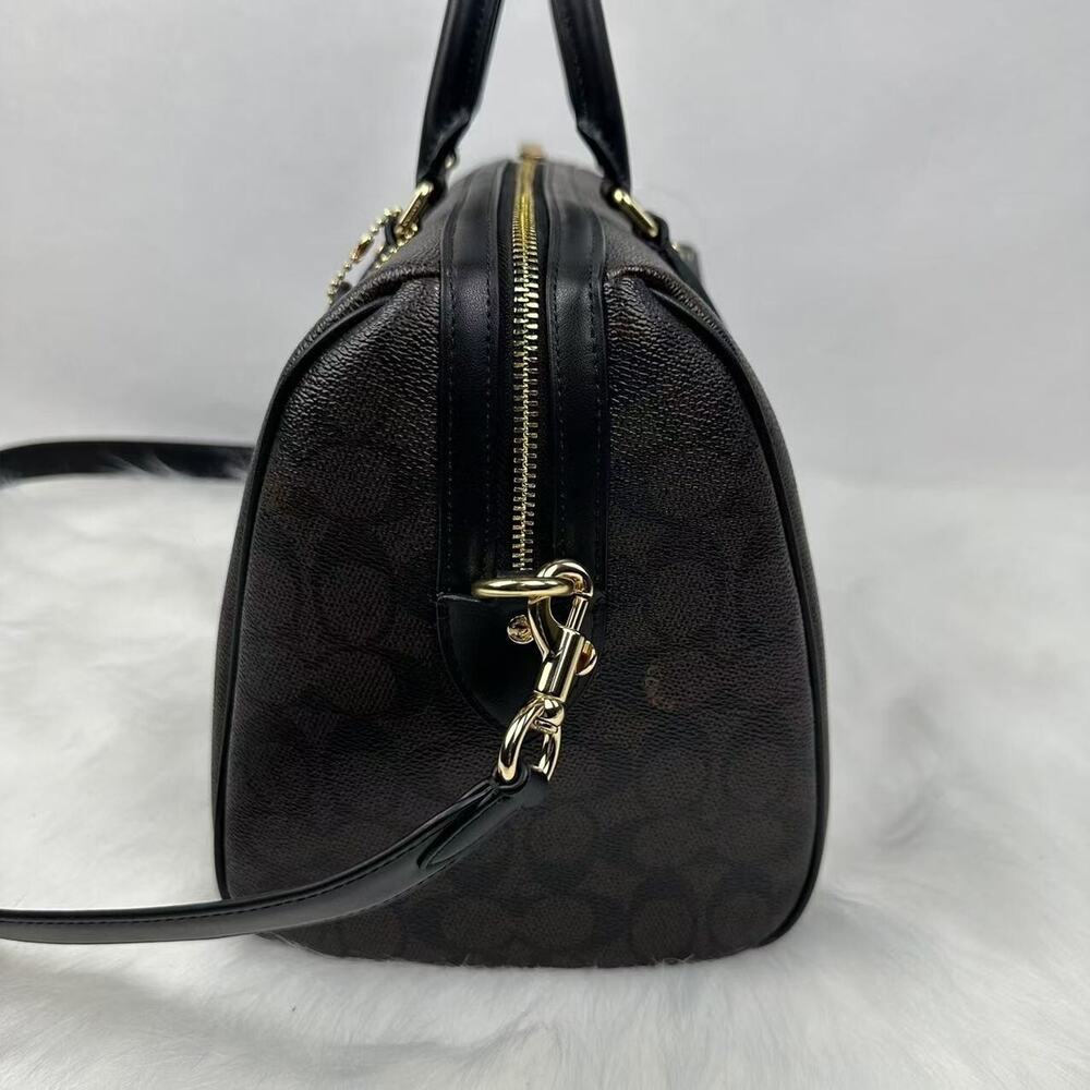 Coach Black/Brown Signature Satchel Crossbody - Picture 4 of 12